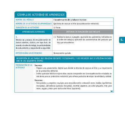 Ejercicios de costura al hilo (encuadernación editorial)