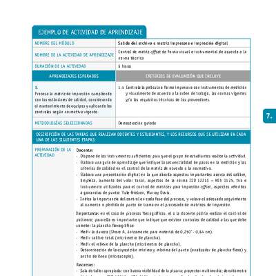 Control de matriz offset de forma visual e instrumental de acuerdo a la norma técnica