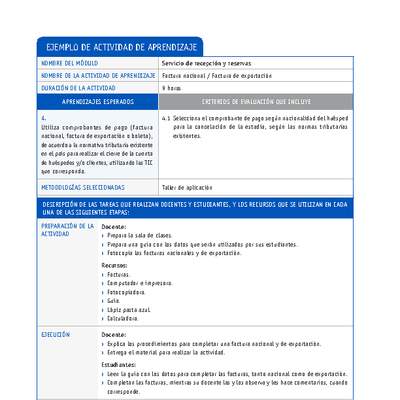 Factura nacional / Factura de exportación