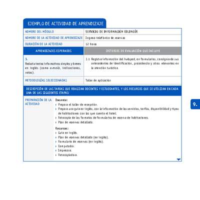 Ingreso telefónico de reservas