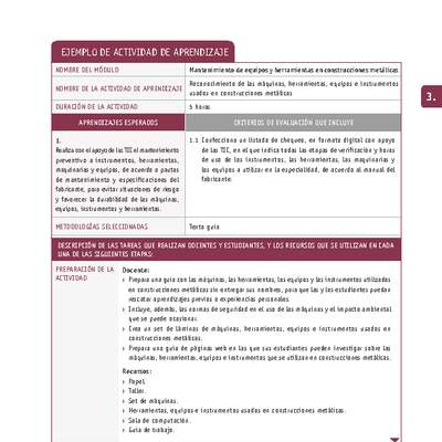 Reconocimiento de las máquinas, herramientas, equipos e instrumentos usados en construcciones metálicas