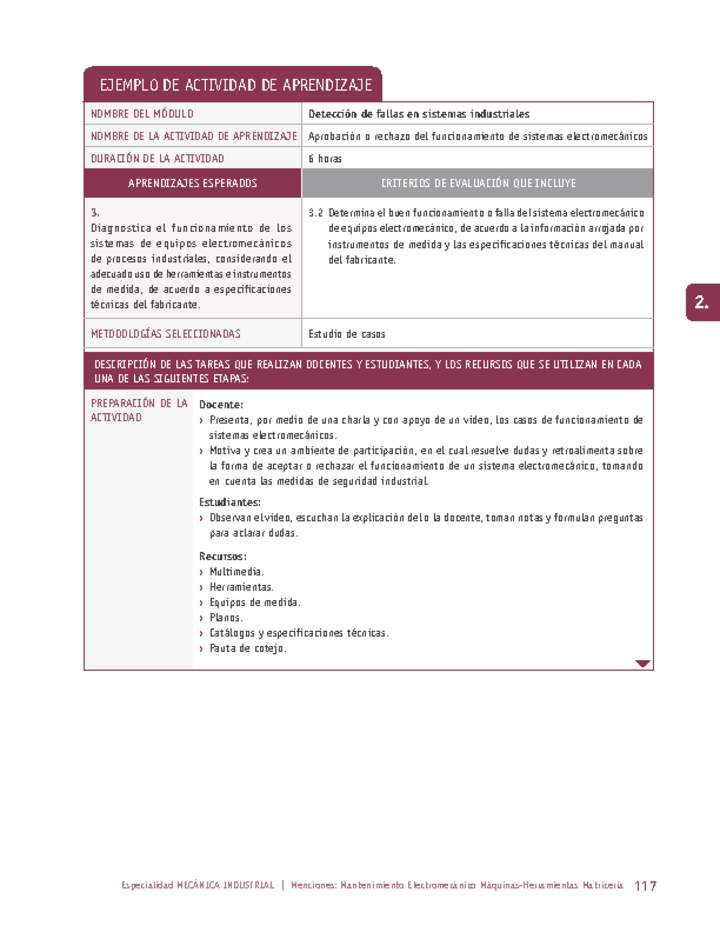 Aprobación o rechazo del funcionamiento de sistemas electromecánicos