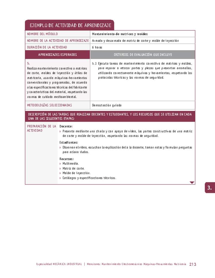 Armado y desarmado de matriz de corte y molde de inyección