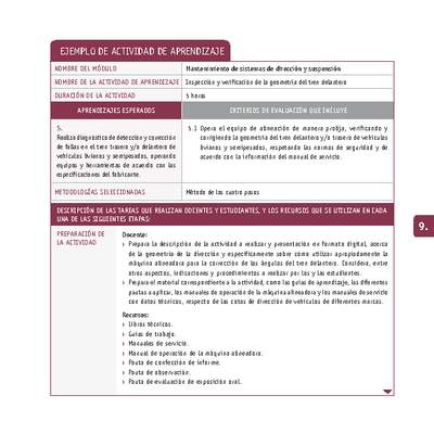 Inspección y verificación de la geometría del tren delantero