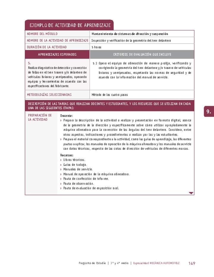 Inspección y verificación de la geometría del tren delantero