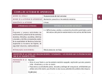 Mantención preventiva a herramienta mecánica