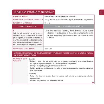 Trabajo de investigación: aspectos legales para habilitar campamentos