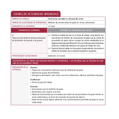 Medición de concentración de gases en minas subterráneas