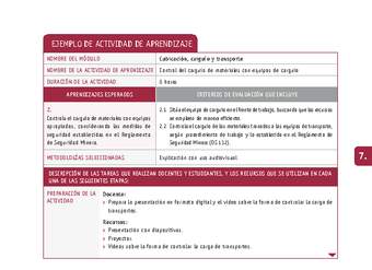 Control del carguío de materiales con equipos de carguío