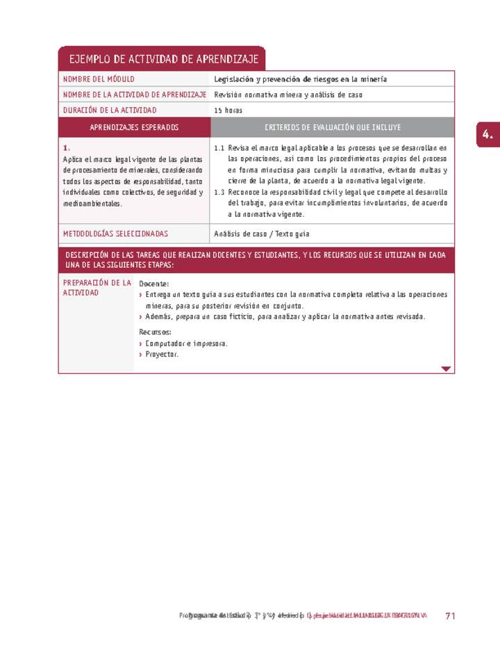 Revisión normativa minera y análisis de caso