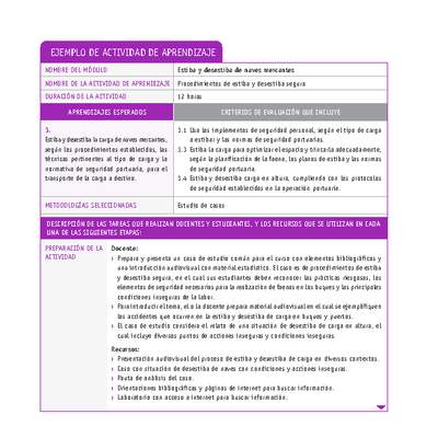 Procedimientos de estiba y desestiba segura