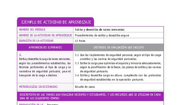 Procedimientos de estiba y desestiba segura