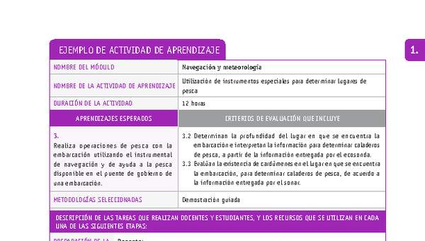 Utilización de instrumentos especiales para determinar lugares de pesca