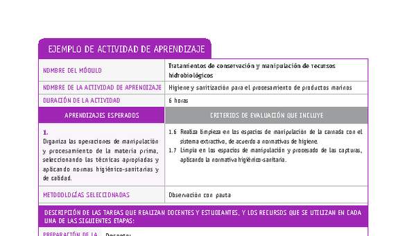 Higiene y sanitización para el procesamiento de productos marinos