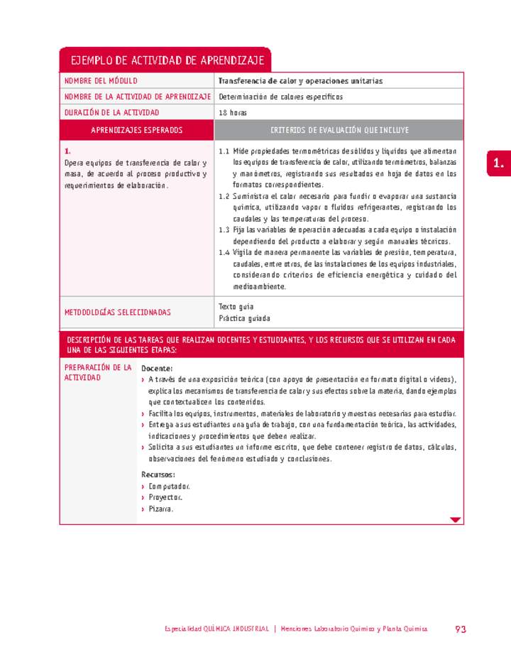 Determinación de calores específicos