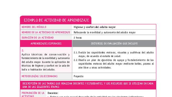 Reforzando la movilidad y autonomía del adulto mayor