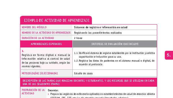 Registrando los procedimientos realizados