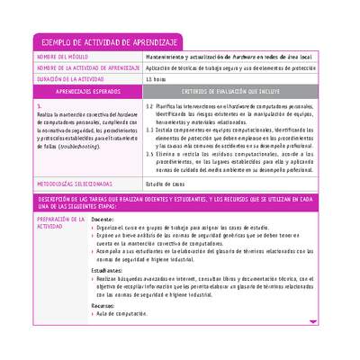Aplicación de técnicas de trabajo seguro y uso de elementos de protección