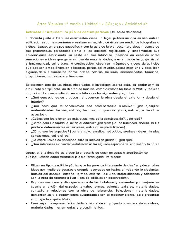 Artes Visuales 1 medio-Unidad 2-OA1;4;5-Actividad 3b