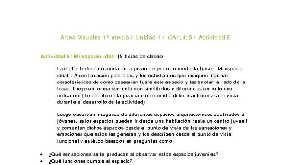 Artes Visuales 1 medio-Unidad 2-OA1;4;5-Actividad 6