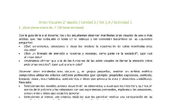 Artes Visuales 2 medio-Unidad 2-OA1;4-Actividad 1