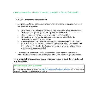 Ciencias Naturales 1 medio-Unidad 2-OA11-Actividad 2