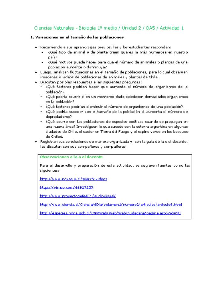 Ciencias Naturales 1 medio-Unidad 2-OA5-Actividad 1