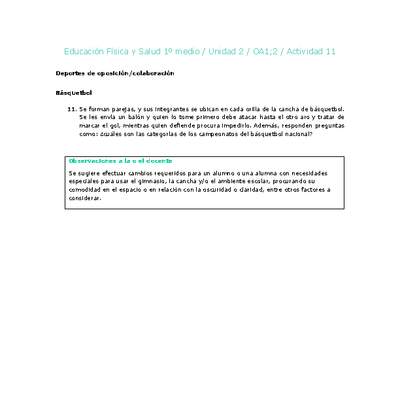 Educación Física 1 medio-Unidad 2-OA1;2-Actividad 11