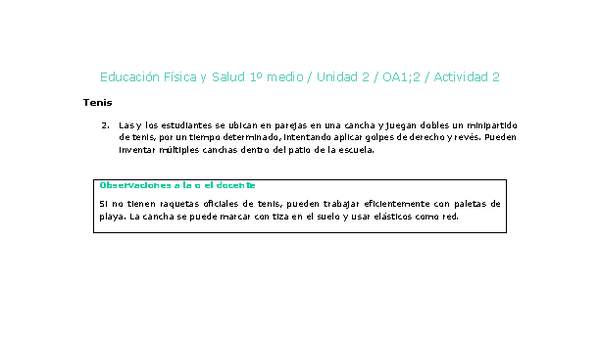 Educación Física 1 medio-Unidad 2-OA1;2-Actividad 2