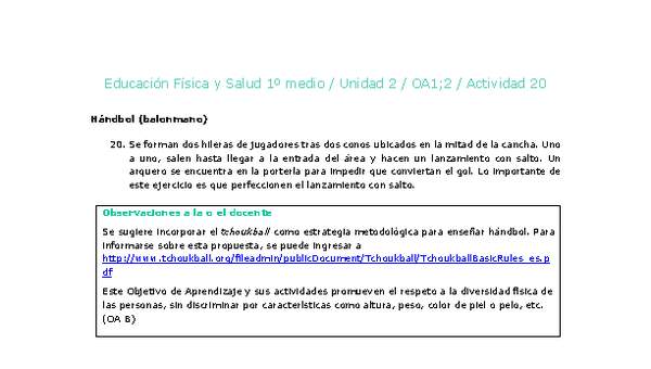 Educación Física 1 medio-Unidad 2-OA1;2-Actividad 20