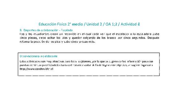 Educación Física 2 medio-Unidad 2-OA1;2-Actividad 8