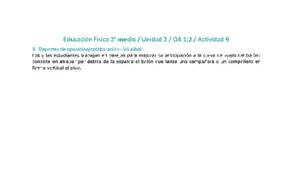 Educación Física 2 medio-Unidad 2-OA1;2-Actividad 9