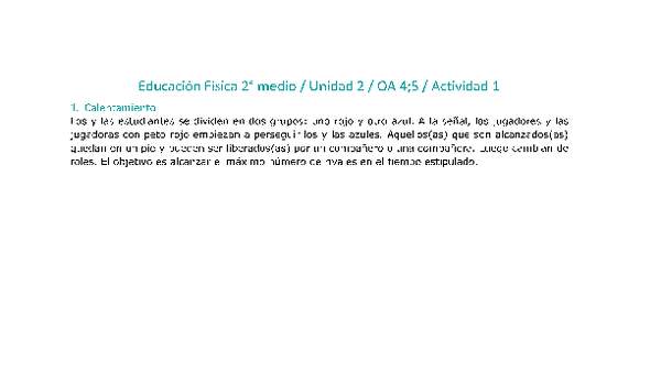 Educación Física 2 medio-Unidad 2-OA4;5-Actividad 1