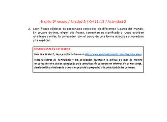 Inglés 1 medio-Unidad 2-OA11;13-Actividad 2
