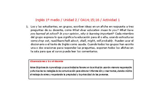 Inglés 1 medio-Unidad 2-OA14;15;16-Actividad 1
