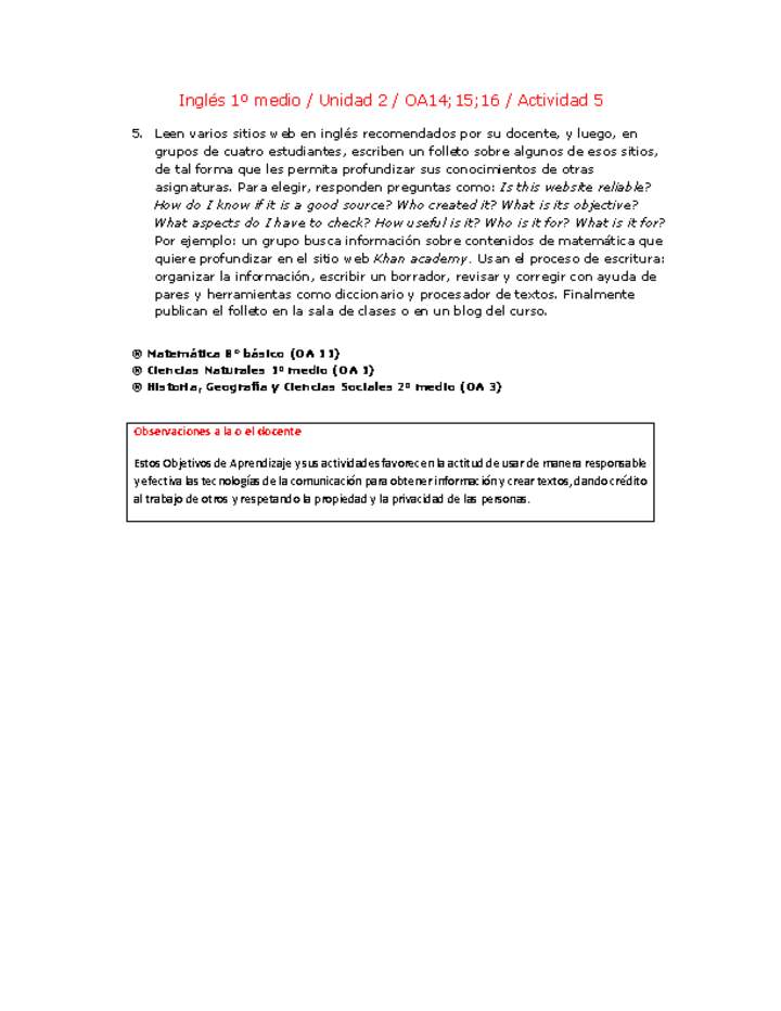 Inglés 1 medio-Unidad 2-OA14;15;16-Actividad 5