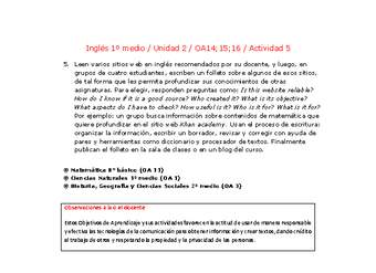 Inglés 1 medio-Unidad 2-OA14;15;16-Actividad 5
