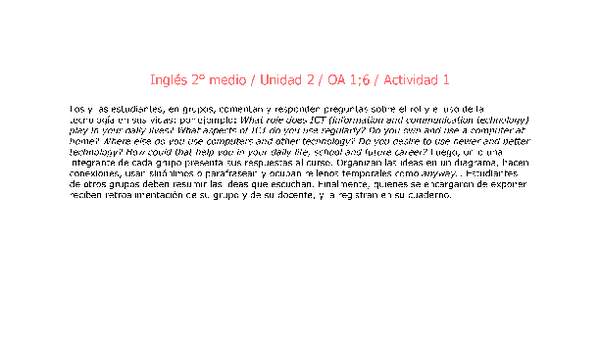 Inglés 2 medio-Unidad 2-OA1;6-Actividad 1