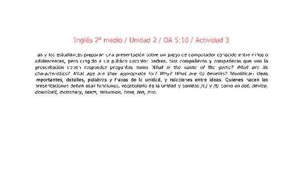 Inglés 2 medio-Unidad 2-OA5;10-Actividad 3