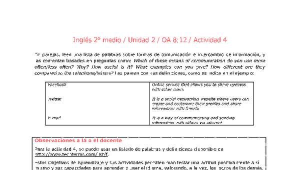 Inglés 2 medio-Unidad 2-OA8;12-Actividad 4