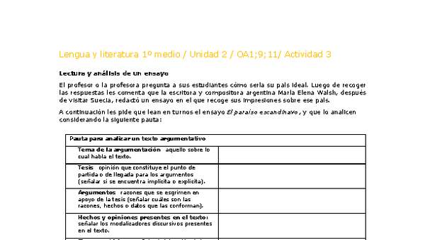 Lengua y Literatura 1 medio-Unidad 2-OA1;9;11-Actividad 3