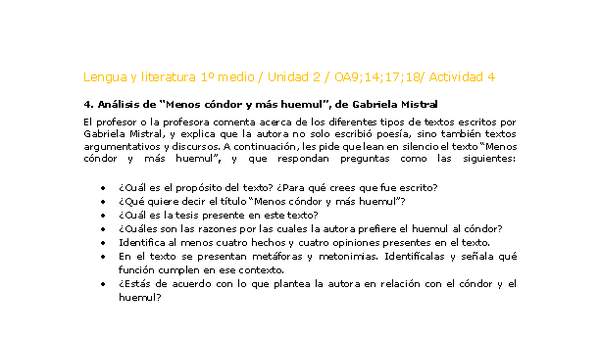 Lengua y Literatura 1 medio-Unidad 2-OA9;14;17;18-Actividad 4