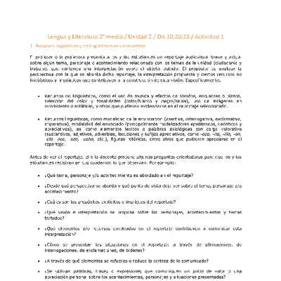 Lengua y Literatura 2 medio-Unidad 2-OA10;20;23-Actividad 1