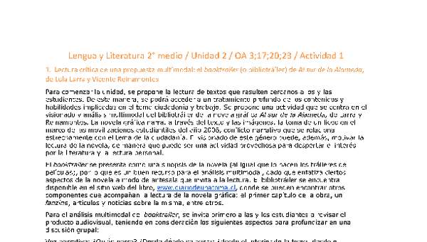 Lengua y Literatura 2 medio-Unidad 2-OA3;17;20;23-Actividad 1