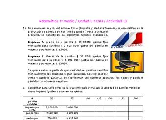 Matemática 1 medio-Unidad 2-OA4-Actividad 10
