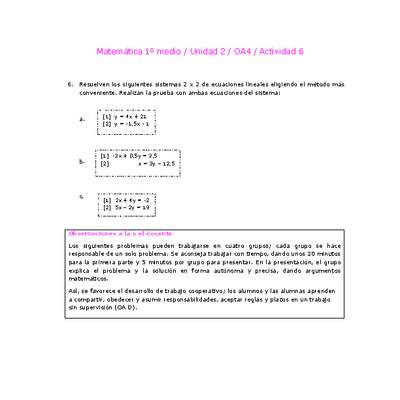 Matemática 1 medio-Unidad 2-OA4-Actividad 6