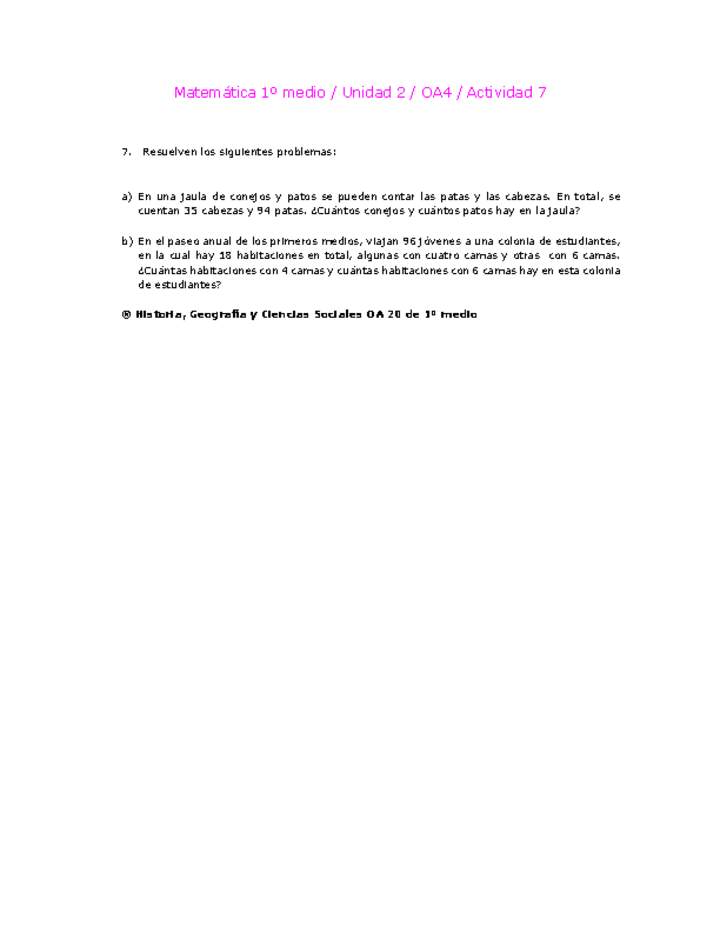 Matemática 1 medio-Unidad 2-OA4-Actividad 7