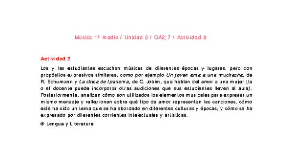 Artes Musicales 1 medio-Unidad 2-OA2;7-Actividad 2