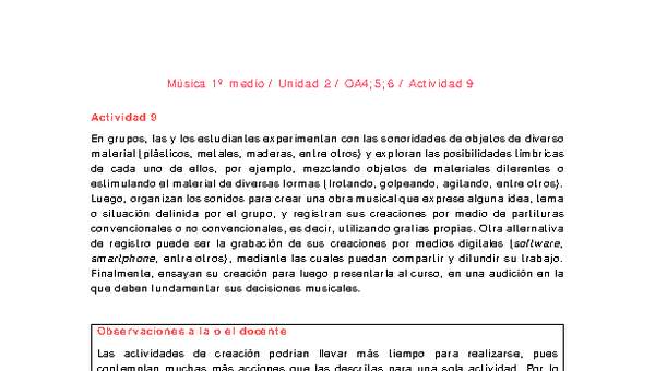Artes Musicales 1 medio-Unidad 2-OA4;5;6-Actividad 9