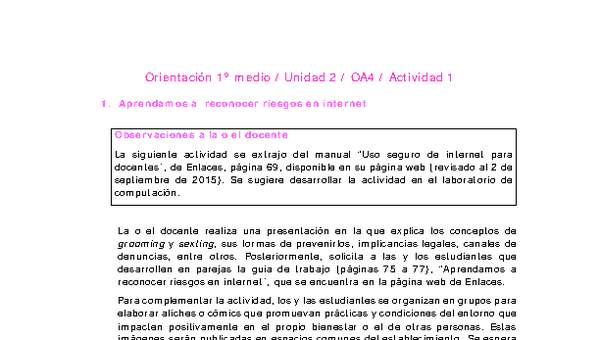 Orientación 1 medio-Unidad 2-OA4-Actividad 1